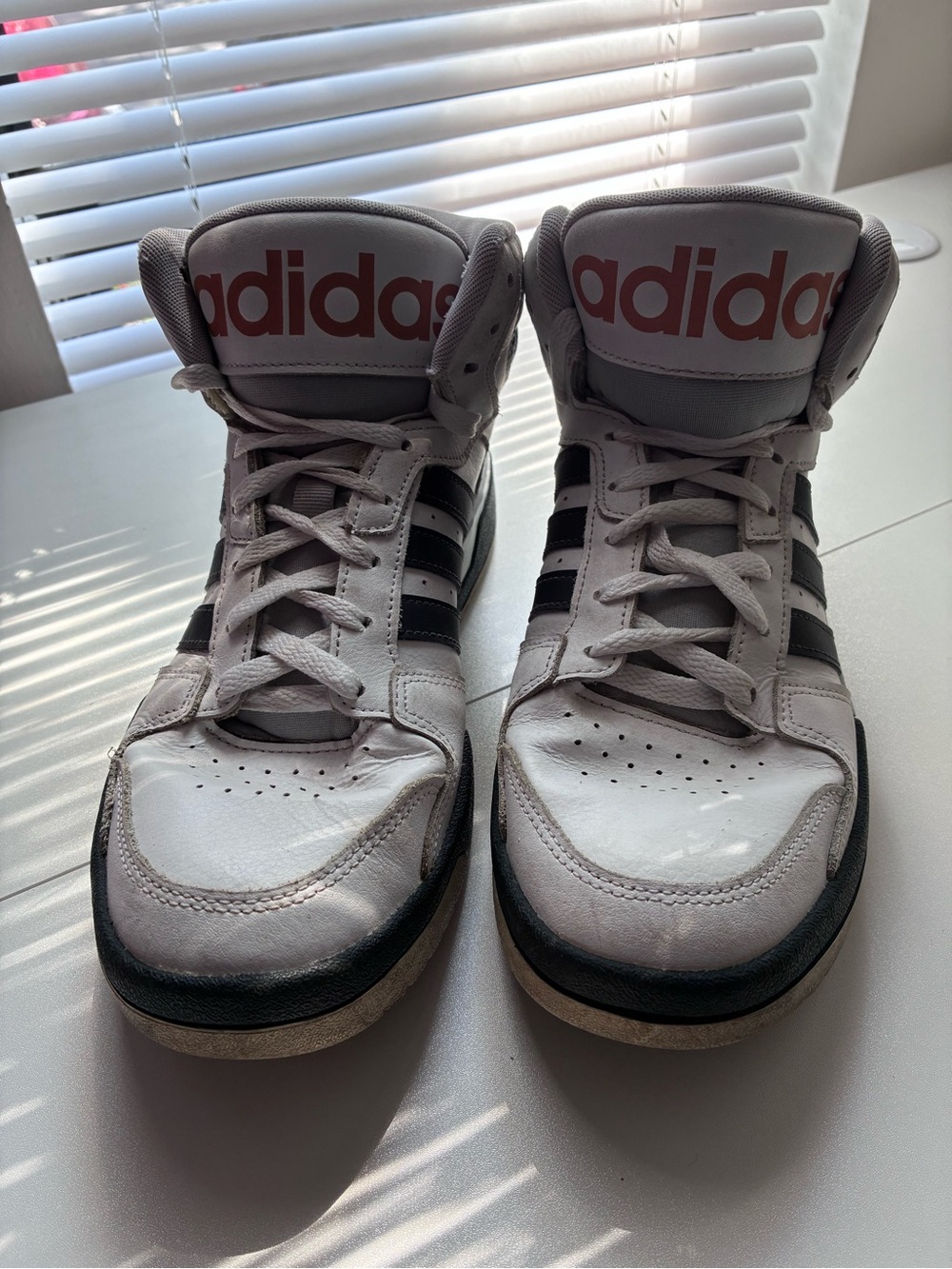 adidas Men’s White and Black High-Top Sneakers